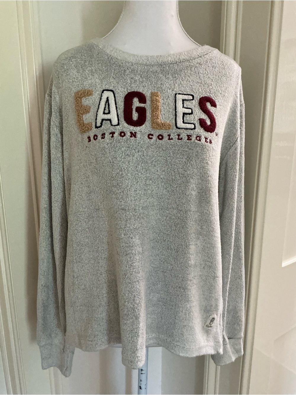 Pressbox Gray Heather 'EAGLES' Boston College Crewneck Sweater